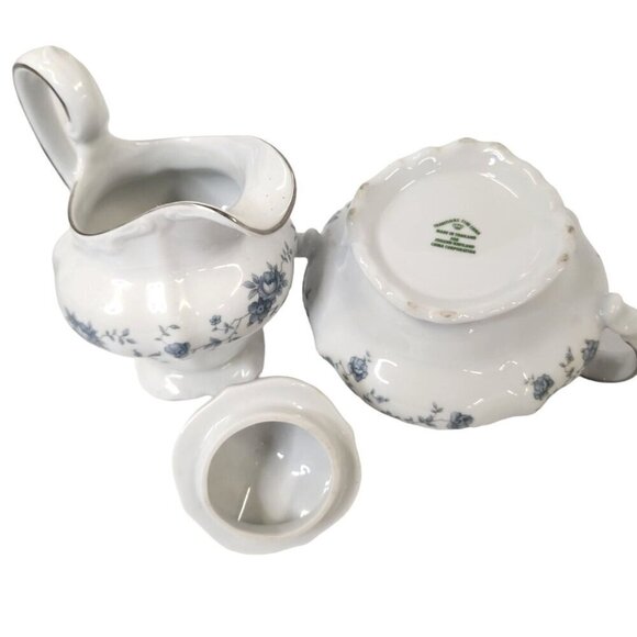 Traditions Fine China Blue Garland Creamer & Sugar Set Made in Thailand for Joha - Picture 2 of 9